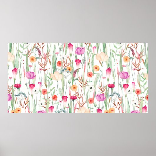 Poster Motif mignon sans soudure avec différentes fleurs (Devant)