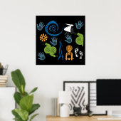 Poster motif moderne abstrait africain (Bureau à domicile)