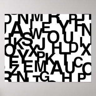 Poster Motif moderne, abstrait, désordonné avec des lettr