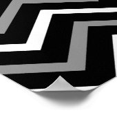 Poster Motif moderne Black White et Grey Chevron Zigzag (Coin)