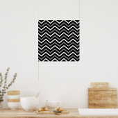 Poster Motif moderne Black White et Grey Chevron Zigzag (Cuisine)