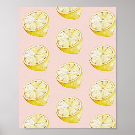 Poster Motif moderne Pastel rose et citron jaune (Devant)