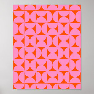 Poster Motif moderne rose Et orange Du Milieu Du Siècle