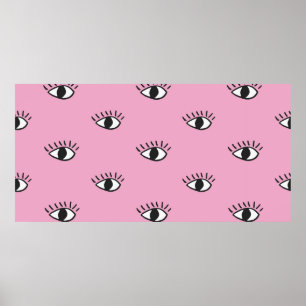 Poster Motif moderne sans soudure avec yeux dessinés à la