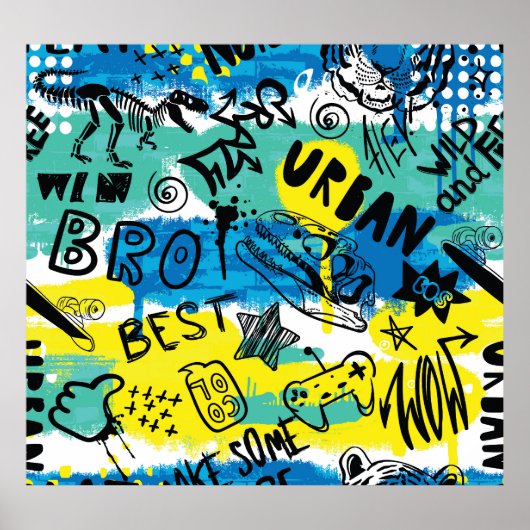 Poster Motif Monster Hand Drawn Kids (Devant)