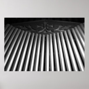 Poster Motif musical d'orgue à tuyaux noir et blanc gothi