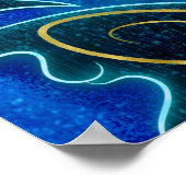 Poster Motif mystique de Kelpie bleu néon océanique (Coin)