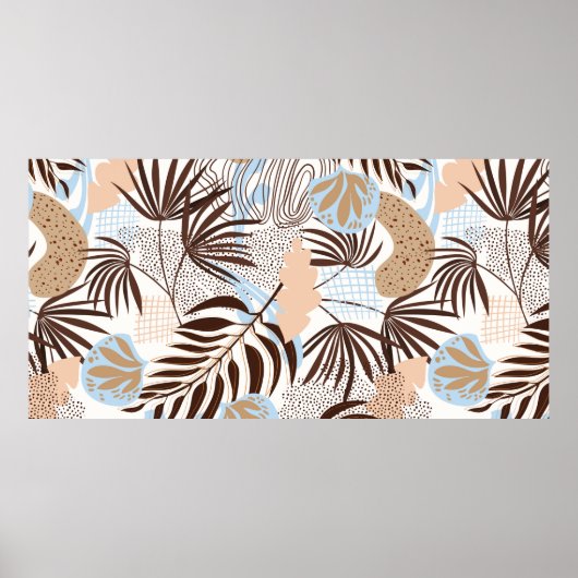 Poster Motif naturel abstrait et transparent sur fond bla (Devant)
