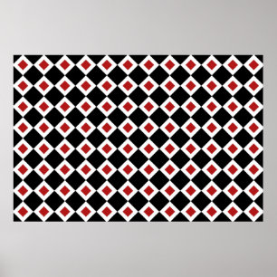 Poster Motif noir, blanc, diamant rouge