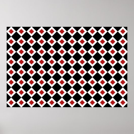 Poster Motif noir, blanc, diamant rouge (Devant)