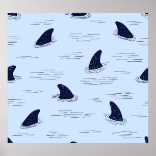Poster Motif Océan fin requin