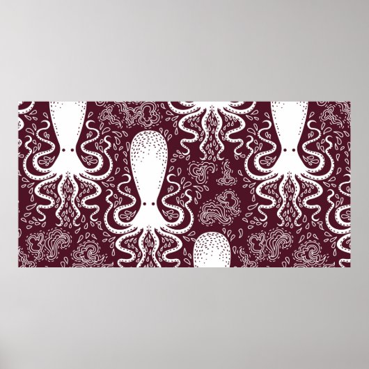 Poster motif Octopus vintage. (Devant)