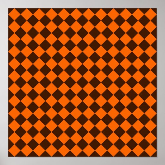 Poster Motif Orange Brown Diamond Checker (Devant)