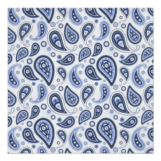 Poster Motif Paisley Bleu (Devant)