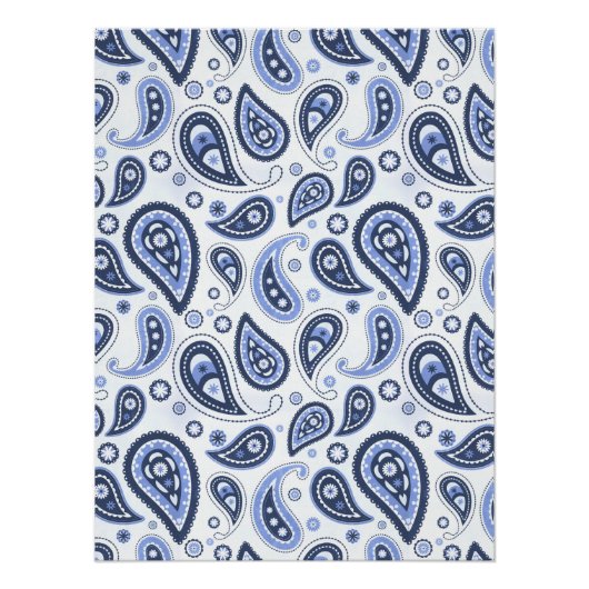 Poster Motif Paisley Bleu (Devant)