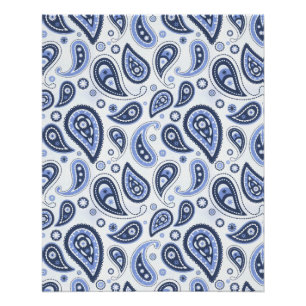 Poster Motif Paisley Bleu