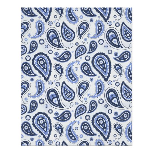 Poster Motif Paisley Bleu (Devant)