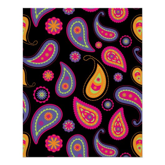 Poster Motif Paisley sans couture Coloré (Devant)