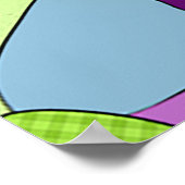 Poster Motif Papillon Patchwork sur Fond Vert (Coin)