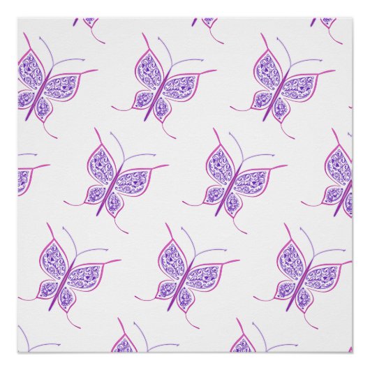 Poster Motif Papillon Violet (Devant)