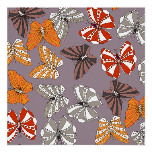 Poster Motif papillons (Devant)