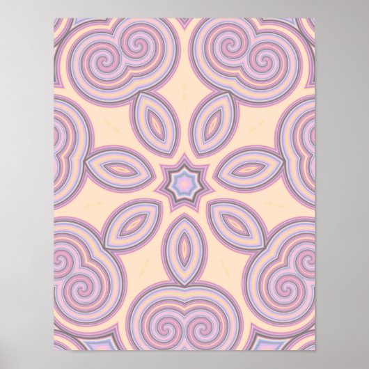 Poster Motif Pastel Pink & Purple Kaleidoscope (Devant)