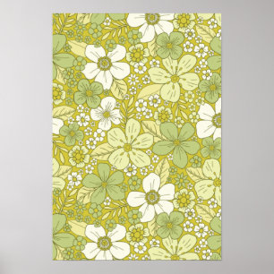 Poster Motif Pastel vert et jaune