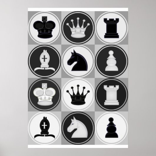 Poster Motif Pièces d'échecs (Devant)