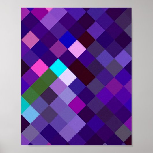 Poster Motif Pixelé - Violet (Devant)