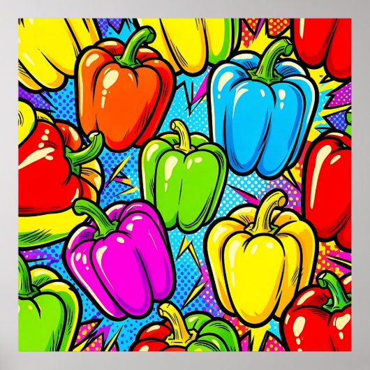 Poster Motif Poivrons Pop Art (Devant)