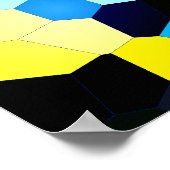 Poster Motif polygonal abstrait en bleu et jaune (Coin)