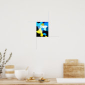 Poster Motif polygonal abstrait en bleu et jaune (Cuisine)
