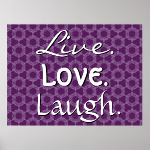 Poster Motif pourpre 012 de rire vivant d'amour rétro