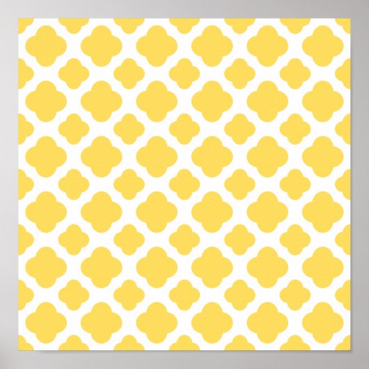 Poster Motif Quatrefoil jaune citron et blanc (Devant)