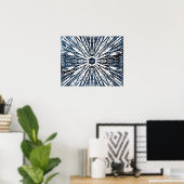 Poster Motif radial à l'encre indigo (Bureau à domicile)