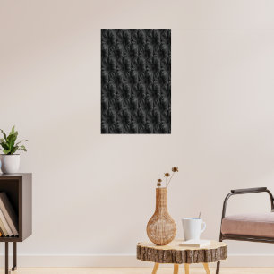 Poster Motif réaliste des chrysanthèmes noirs - Noir