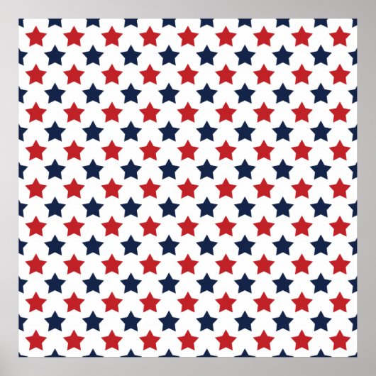 Poster Motif Red, White et Blue Stars (Devant)