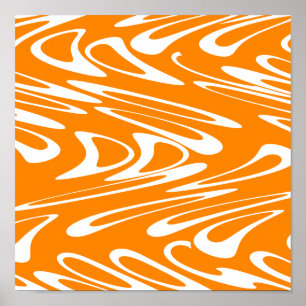 Poster Motif rétro orange et blanc.