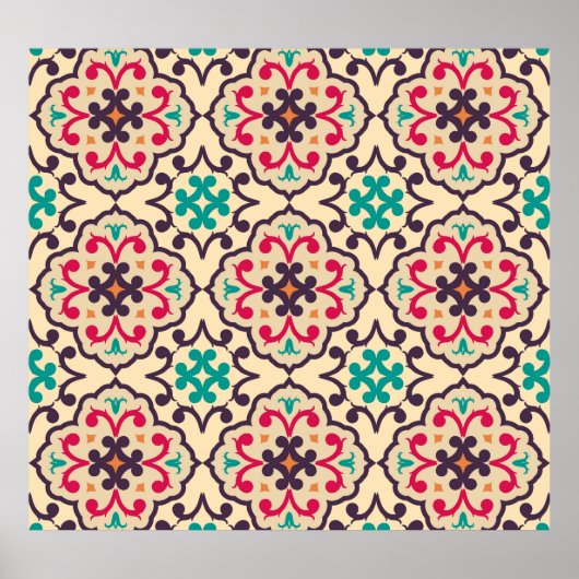 Poster Motif rétro : papier peint, design textile (Devant)