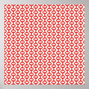 Poster Motif rétro Red Wavy