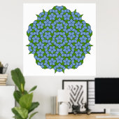 Poster Motif Rhombus Penrose vert et bleu (Bureau à domicile)