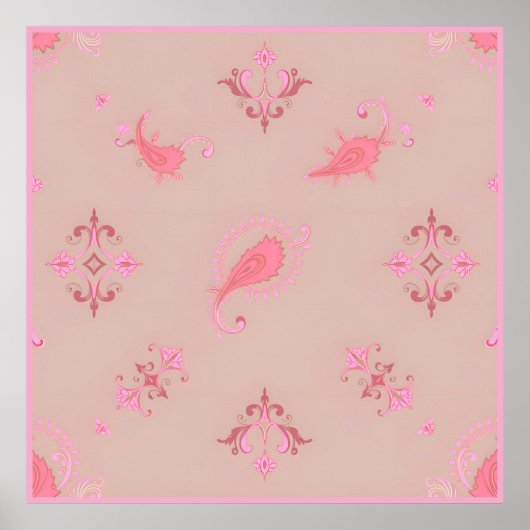 Poster Motif rose Paisley (Devant)