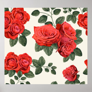 Poster Motif rose vintage, design floral.
