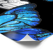 Poster Motif sans couleur foncée avec papillons bleus Mor (Coin)