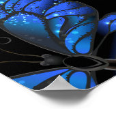 Poster Motif sans couleur foncée avec papillons bleus Mor (Coin)