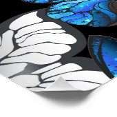 Poster Motif sans couleur foncée avec papillons bleus Mor (Coin)