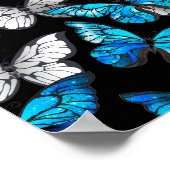 Poster Motif sans couleur foncée avec papillons bleus Mor (Coin)
