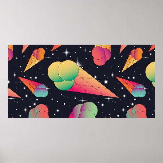 Poster Motif sans couture à la crème glacée tendance. côn (Devant)