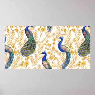 Poster Motif sans couture à l'aquarelle dessiné à la main