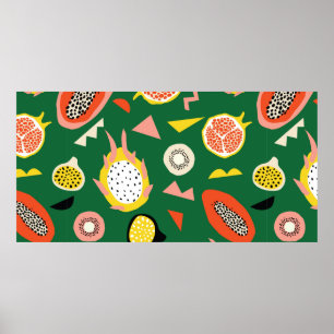 Poster Motif sans couture aux fruits tropicaux